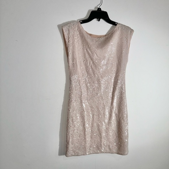 Alice + Olivia x Bergdorf Goodman Pink Sequin Cap Sleeve Shift Dress - Picture 3 of 9